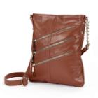R & R Leather Triple-zip Leather Crossbody Bag, Women's, Brown