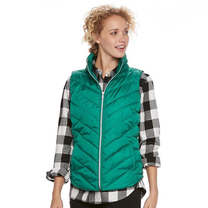 Juniors' So&reg; Puffer Vest, Teens, Size: Medium, Green