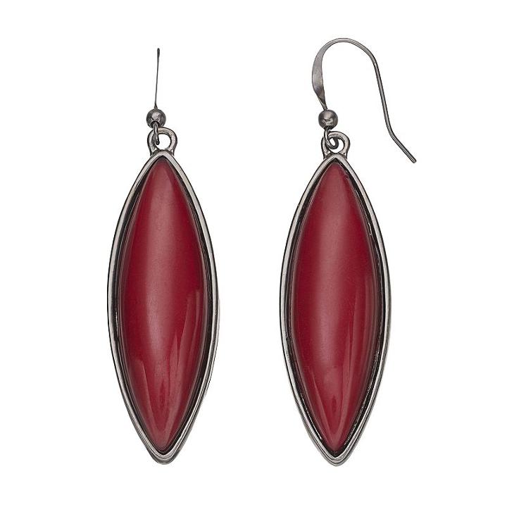 Red Marquise Cabochon Drop Earrings, Women's