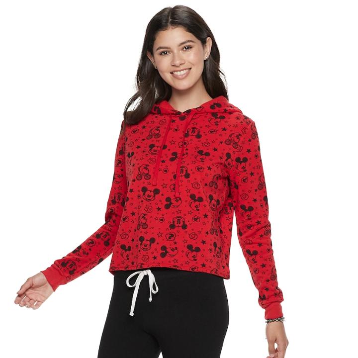 Disney's Mickey Mouse 90th Anniversary Juniors' Fleece Hoodie, Teens, Size: Medium, Red Overfl