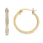 Chrystina Gold Tone Crystal Inside Out Hoop Earrings, Women's, White