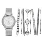 Crystal Mesh Watch & Bracelet Set, Size: Medium, Grey