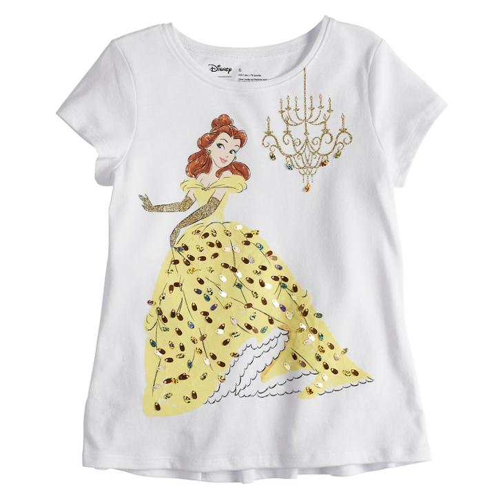 Disney's Belle Girls 4-10 Sequin Graphic Tee By Disney/jumping Beans&reg;, Size: 6x, White
