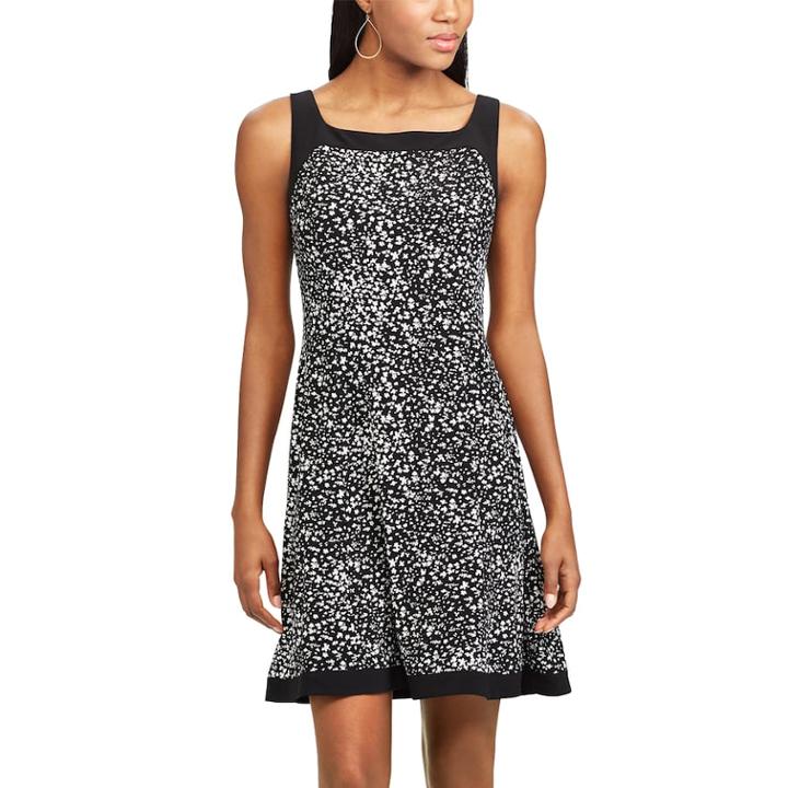 Women's Chaps Fit & Flare Dress, Size: Large, Black