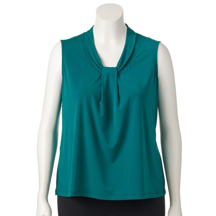 Plus Size Dana Buchman Printed Knot-front Top, Women's, Size: 1xl, Green