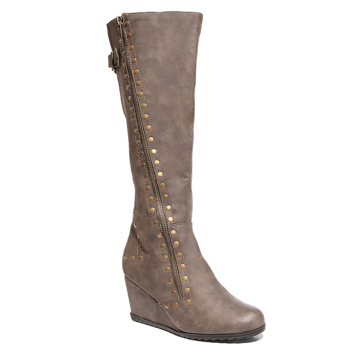 2 Lips Too Niles Women's Knee High Wedge Boots, Size: Medium (10), Brown