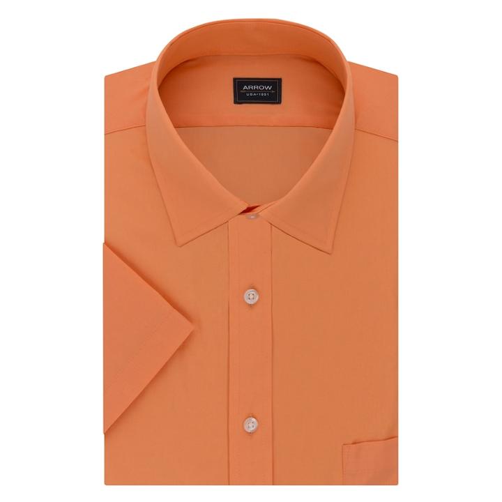 Men's Arrow Slim-fit Poplin Wrinkle-free Dress Shirt, Size: Xl-32/33, Med Orange