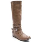Kisses By 2 Lips Too Too Spunky Women's Knee-high Wedge Boots, Girl's, Size: Medium (7), Dark Beige