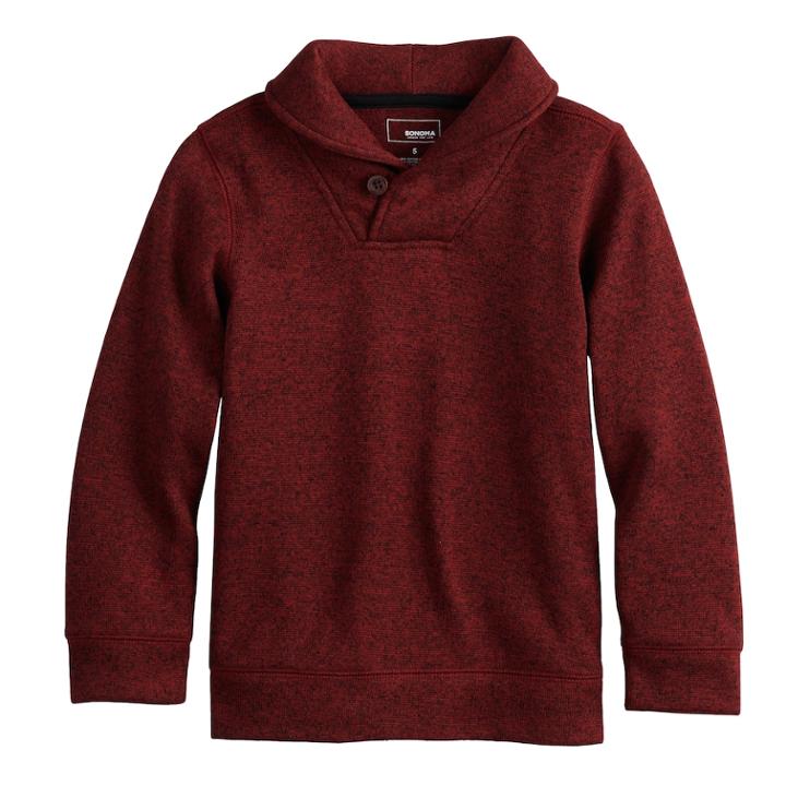 Boys 4-12 Sonoma Goods For Life&trade; Sweater Fleece Shawl Pullover Top, Size: 8, Dark Red
