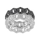 1/8 Carat T.w. Black & White Diamond Sterling Silver Chain Link Ring Set, Women's, Size: 5