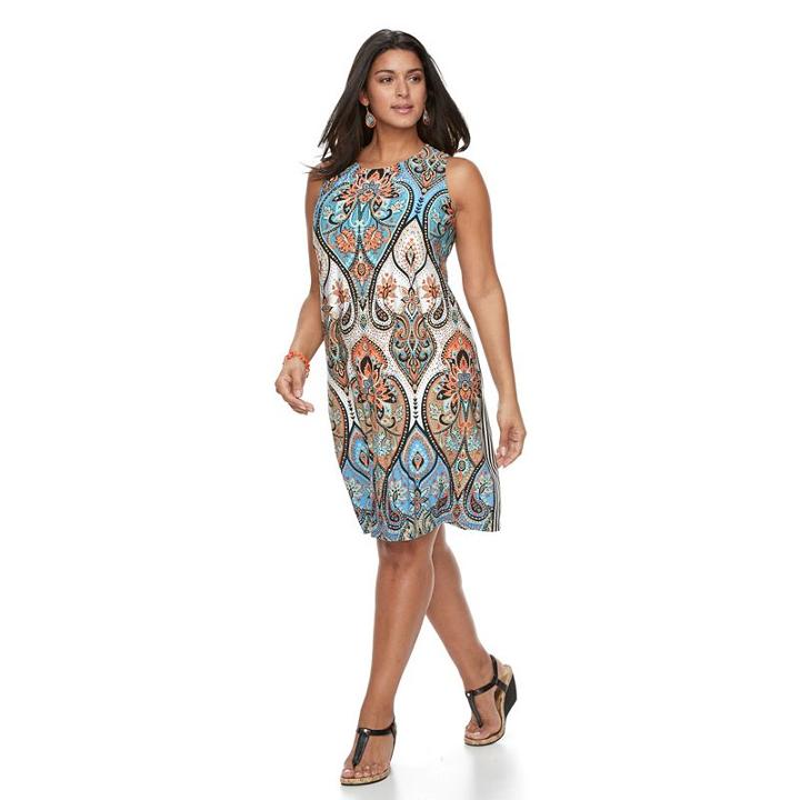 Plus Size Suite 7 Paisley Shift Dress, Women's, Size: 16 W, Ovrfl Oth