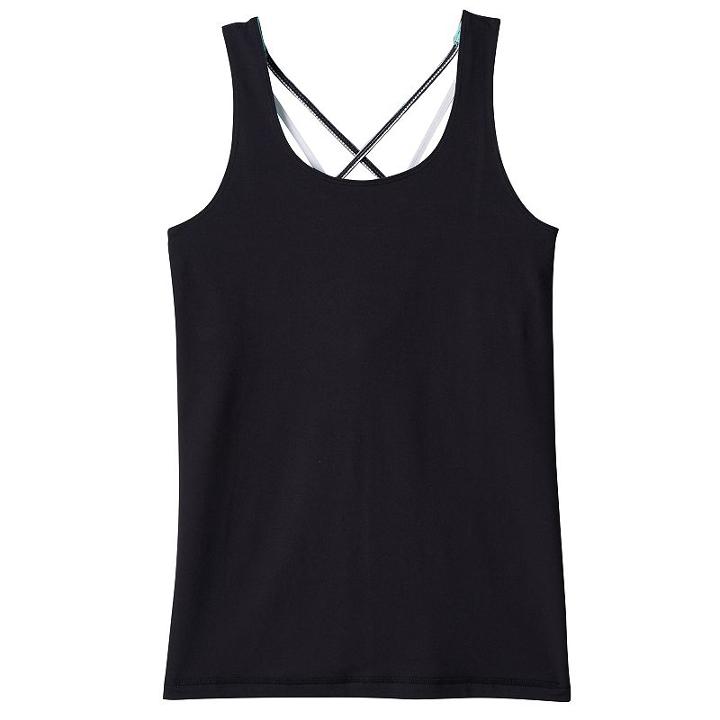 Girls 7-16 So&reg; Criss-cross Performance Tank Top With Built-in Bra, Girl's, Size: 10, Black