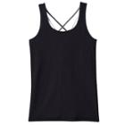 Girls 7-16 So&reg; Criss-cross Performance Tank Top With Built-in Bra, Girl's, Size: 10, Black