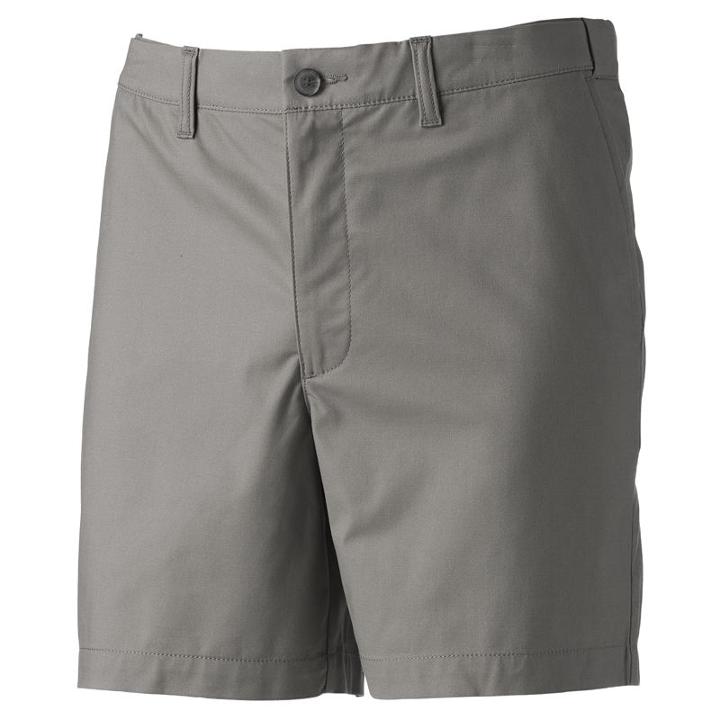 Men's Croft & Barrow&reg; Classic-fit Stretch Flat-front Shorts, Size: 34, Grey