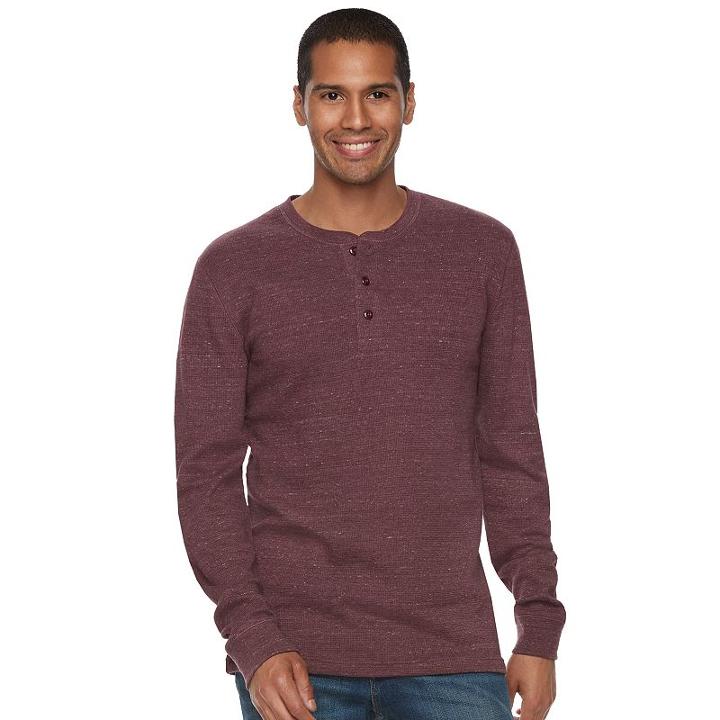 Men's Sonoma Goods For Life&trade; Slim-fit Soft-touch Stretch Thermal Henley, Size: Small, Dark Red