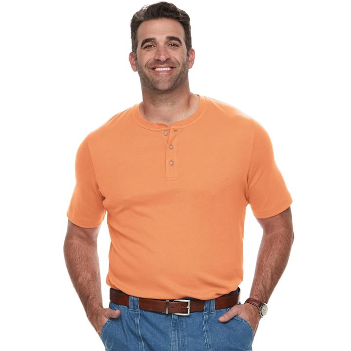 Big & Tall Croft & Barrow&reg; Classic-fit Easy-care Interlock Henley, Men's, Size: Xxl Tall, Brt Orange