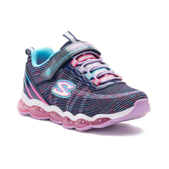 Skechers Glimmer Lights Girls' Light-up Shoes, Size: 12, Red Overfl