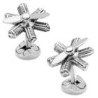Moving Airplane Engine Cuff Links - Men, Silver