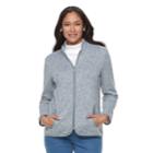 Women's Croft & Barrow&reg; Zippered Fleece Jacket, Size: Medium, Black