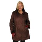 Plus Size Excelled Hooded Faux-shearling Jacket, Women's, Size: 1xl