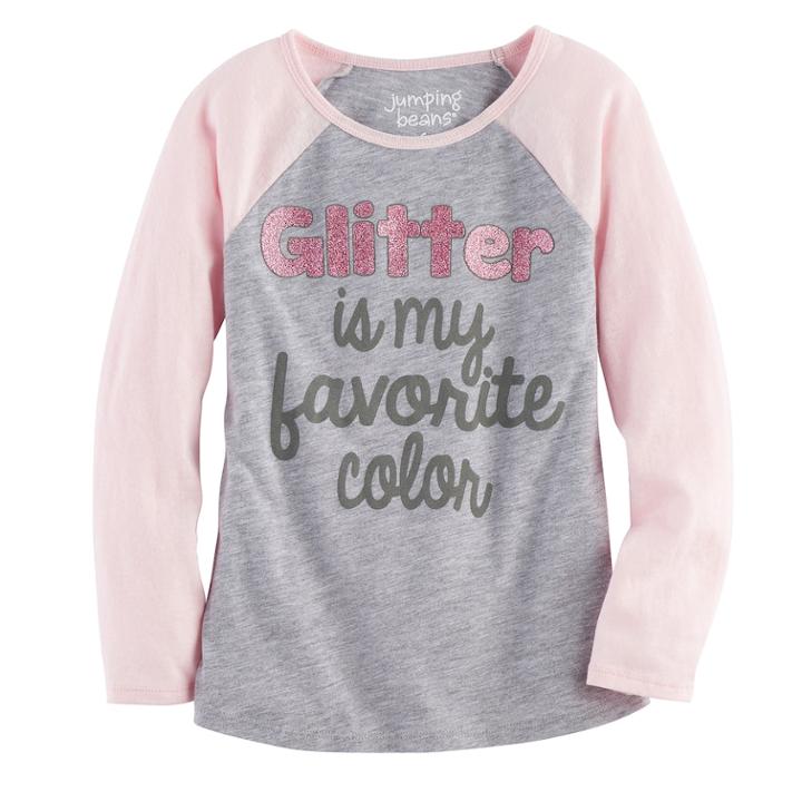 Girls 4-10 Jumping Beans&reg; Glitter Is My Favorite Color Tee, Size: 7, Med Grey