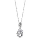 Intertwined Sterling Silver Cubic Zirconia 2-stone Infinity Pendant, Women's, Size: 18, White