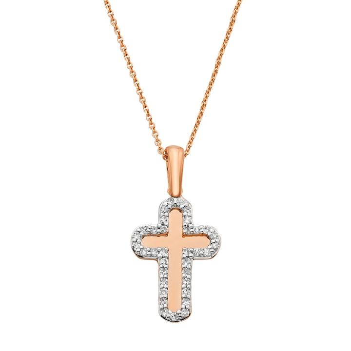 10k Gold 1/8 Carat T.w. Diamond Cross Pendant Necklace, Women's, White