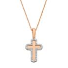 10k Gold 1/8 Carat T.w. Diamond Cross Pendant Necklace, Women's, White
