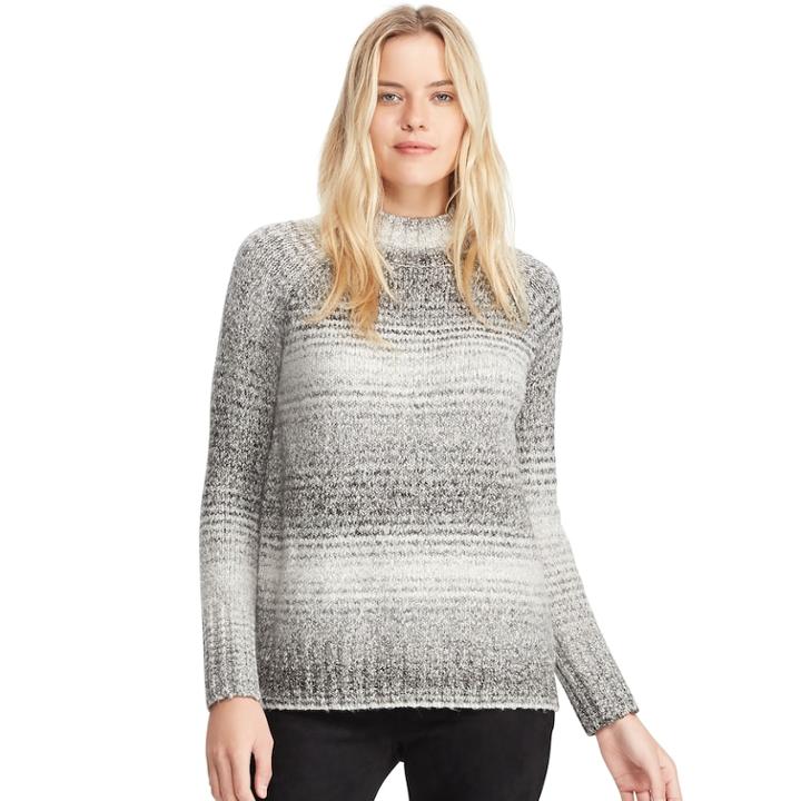 Women's Chaps Mockneck Ribbed Sweater, Size: Xxl, Grey