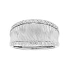 14k White Gold 3/8 Carat T.w. Diamond Textured Concave Ring, Women's, Size: 7.50