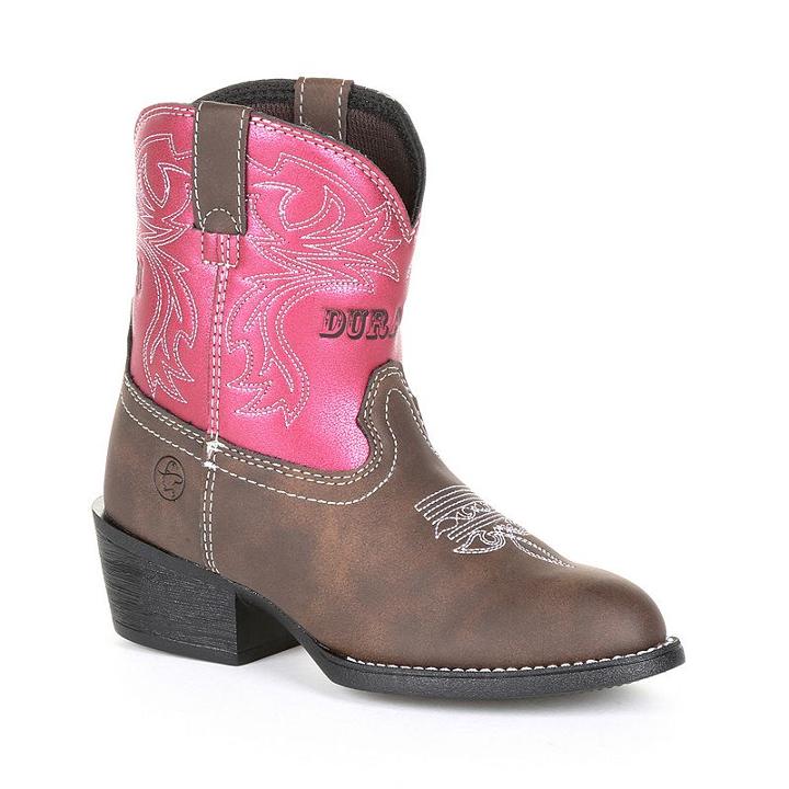 Lil Outlaw By Durango Embossed Girls' Western Boots, Size: 3.5, Brown