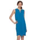 Women's Dana Buchman Lace-up Chiffon Dress, Size: Large, Med Blue