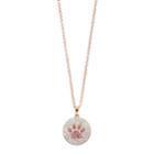 14k Rose Gold Plated Crystal Paw Print Pendant Necklace, Women's, Pink
