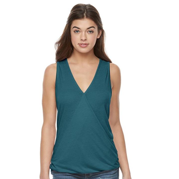Juniors' Awake Surplice High-low Tank, Teens, Size: Large, Green Oth