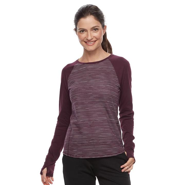 Petite Tek Gear&reg; Long Sleeve Tee, Women's, Size: S Petite, Drk Purple