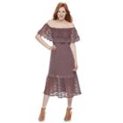 Juniors' Mason & Belle Crochet Off Shoulder Midi Dress, Girl's, Size: Medium, Purple Oth