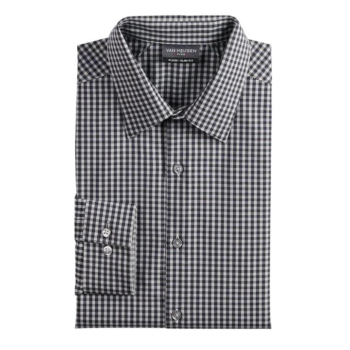 Men's Van Heusen Flex 3 Slim Fit 4-way Stretch Dress Shirt, Size: Xl-34/35, Dark Grey