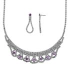 Crystal Allure Necklace And Teardrop Earring Set, Women's, Size: 16.5, Purple