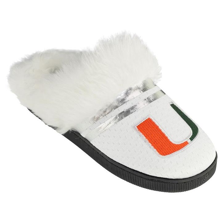 Women's Miami Hurricanes Plush Slippers, Size: Small, White