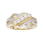 10k Gold 1 Carat T.w. Diamond Crisscross Ring, Women's, Size: 7, White