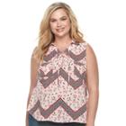 Juniors' Plus Size Candie's&reg; Print Lace-up Top, Girl's, Size: 2xl, Pink