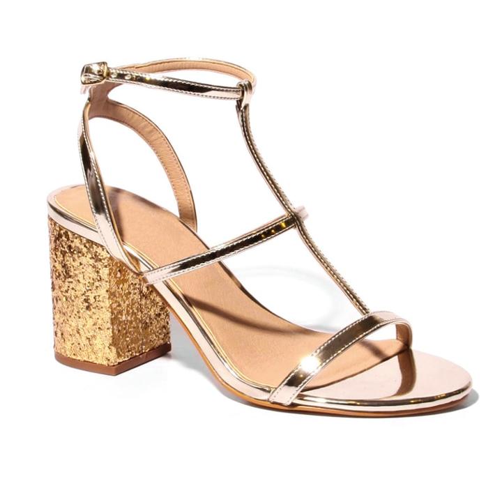2 Lips Too Too Shiftie Women's High Heel Sandals, Size: Medium (7.5), Gold