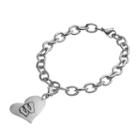 Fiora Stainless Steel Wisconsin Badgers Heart Charm Bracelet, Women's, Size: 8, Grey