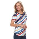 Women's Alfred Dunner Studio Diagonal Stripe Top, Size: Small, Multi Stripe