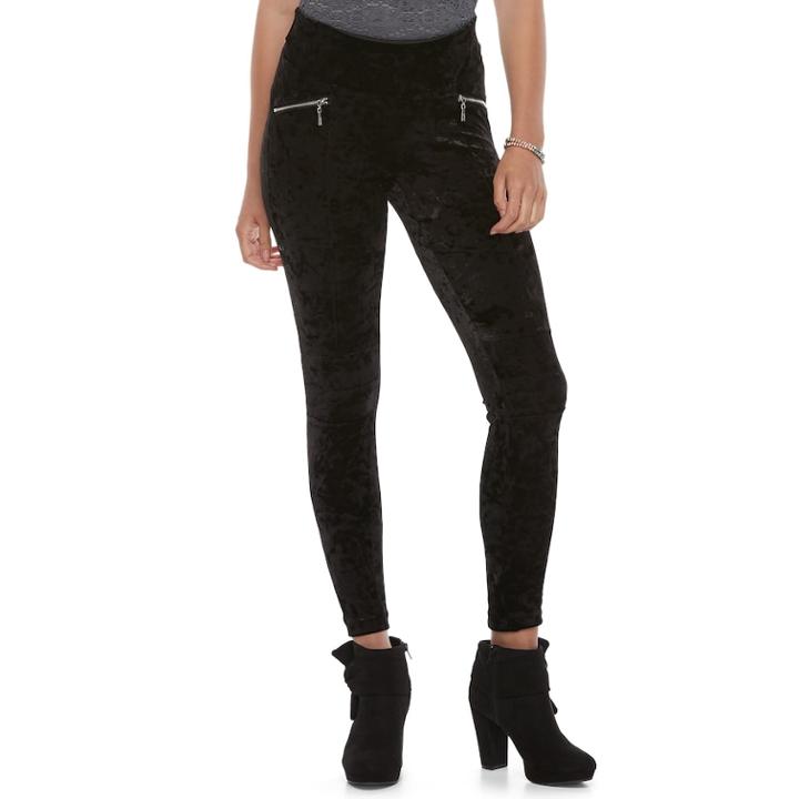 Juniors' Candies&reg; Velvet Moto Leggings, Teens, Size: Medium, Black