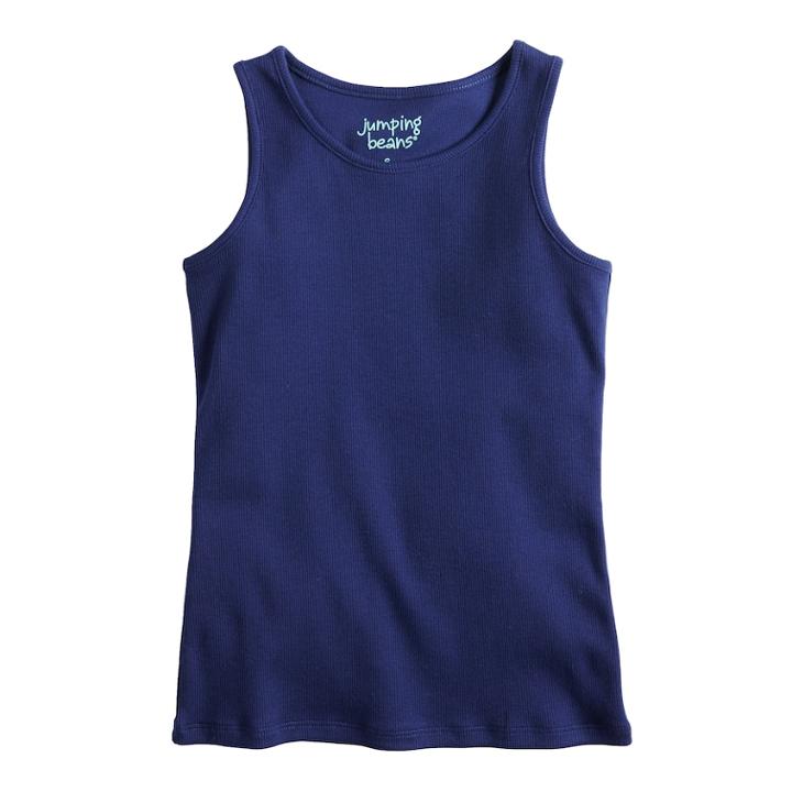 Girls 4-10 Jumping Beans&reg; Basic Solid Ribbed Tank Top, Size: 7, Blue