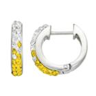 Michigan Wolverines Crystal Sterling Silver Huggie Hoop Earrings, Women's, Yellow