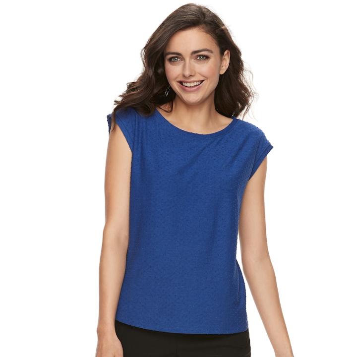 Women's Elle&trade; Swiss Dot Tee, Size: Large, Dark Blue