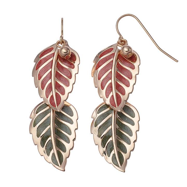 Tiered Leaf Drop Earrings, Women's, Multicolor