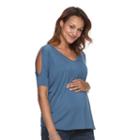 Maternity A:glow Cold-shoulder Tee, Women's, Size: Xl-mat, Med Blue